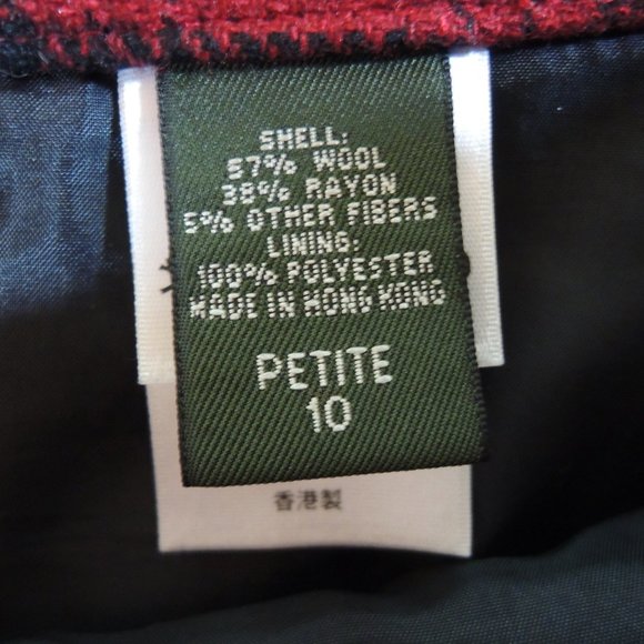 Eddie Bauer Red & Black Wool Blend Plaid Wrap Fringed Skirt 10P - Picture 9 of 9